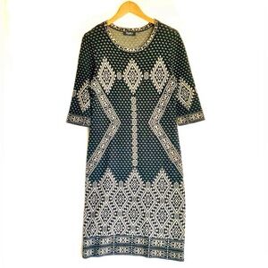 PAPILLON Dress Size M Tunic Geometric Ikat Festival Knit Soft Cozy